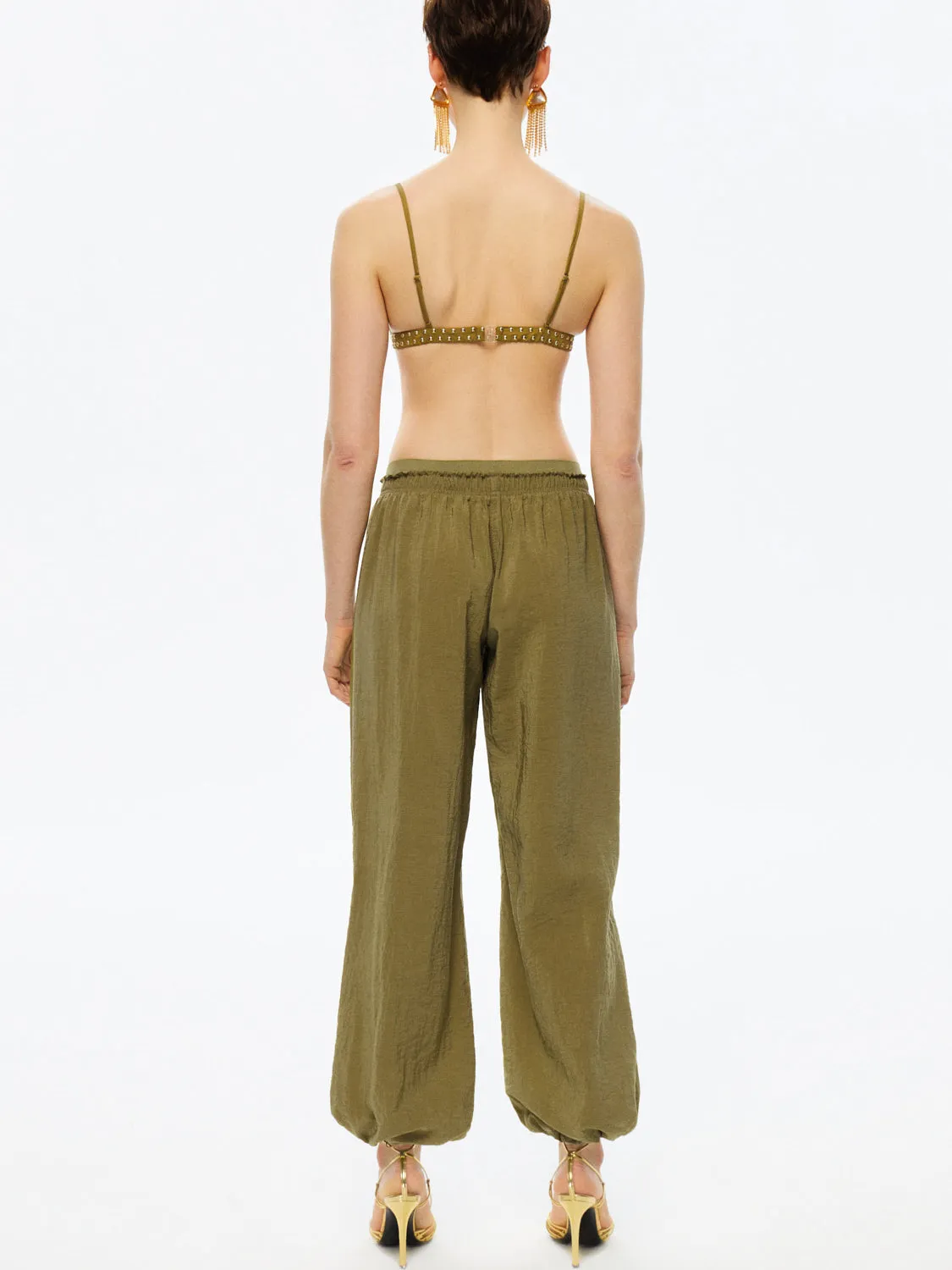 Ruched Wide-Leg Pants