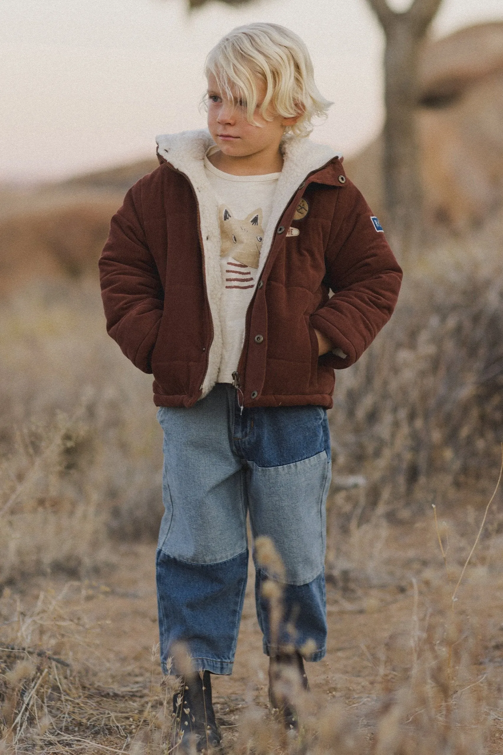 Rylee   Cru Babykids Cord Puffer Jacket | Brick