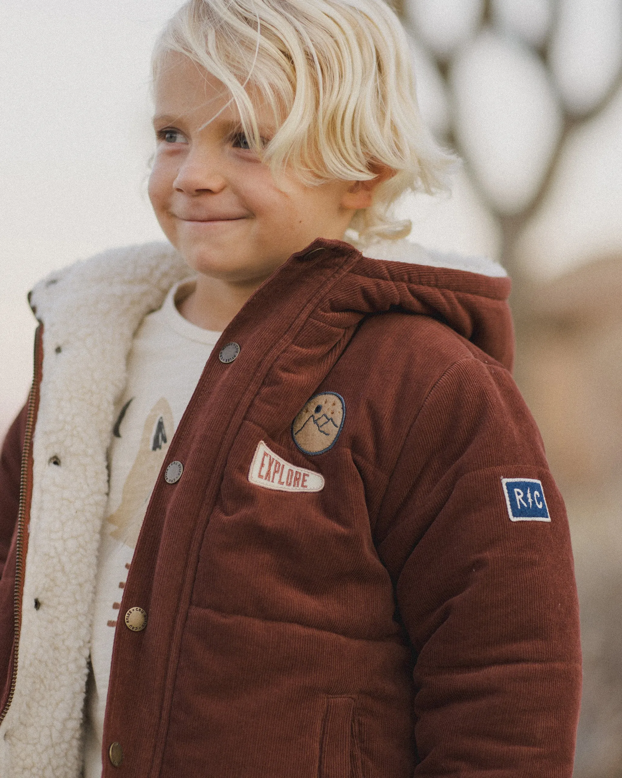 Rylee   Cru Babykids Cord Puffer Jacket | Brick