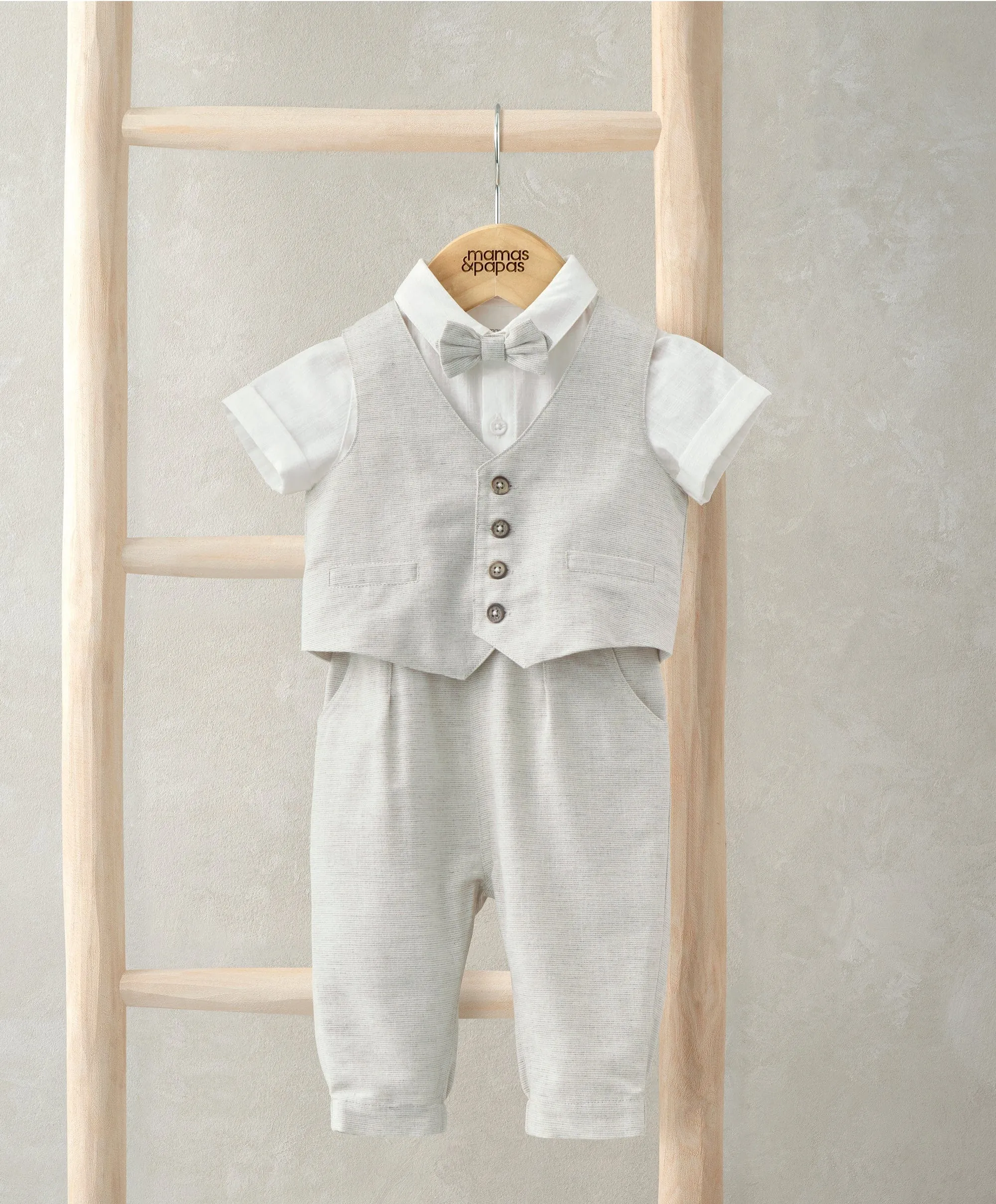 Shirt, Waistcoat, Trousers & Bow Tie Set (4 Pieces) Babykids Mamas & Papas