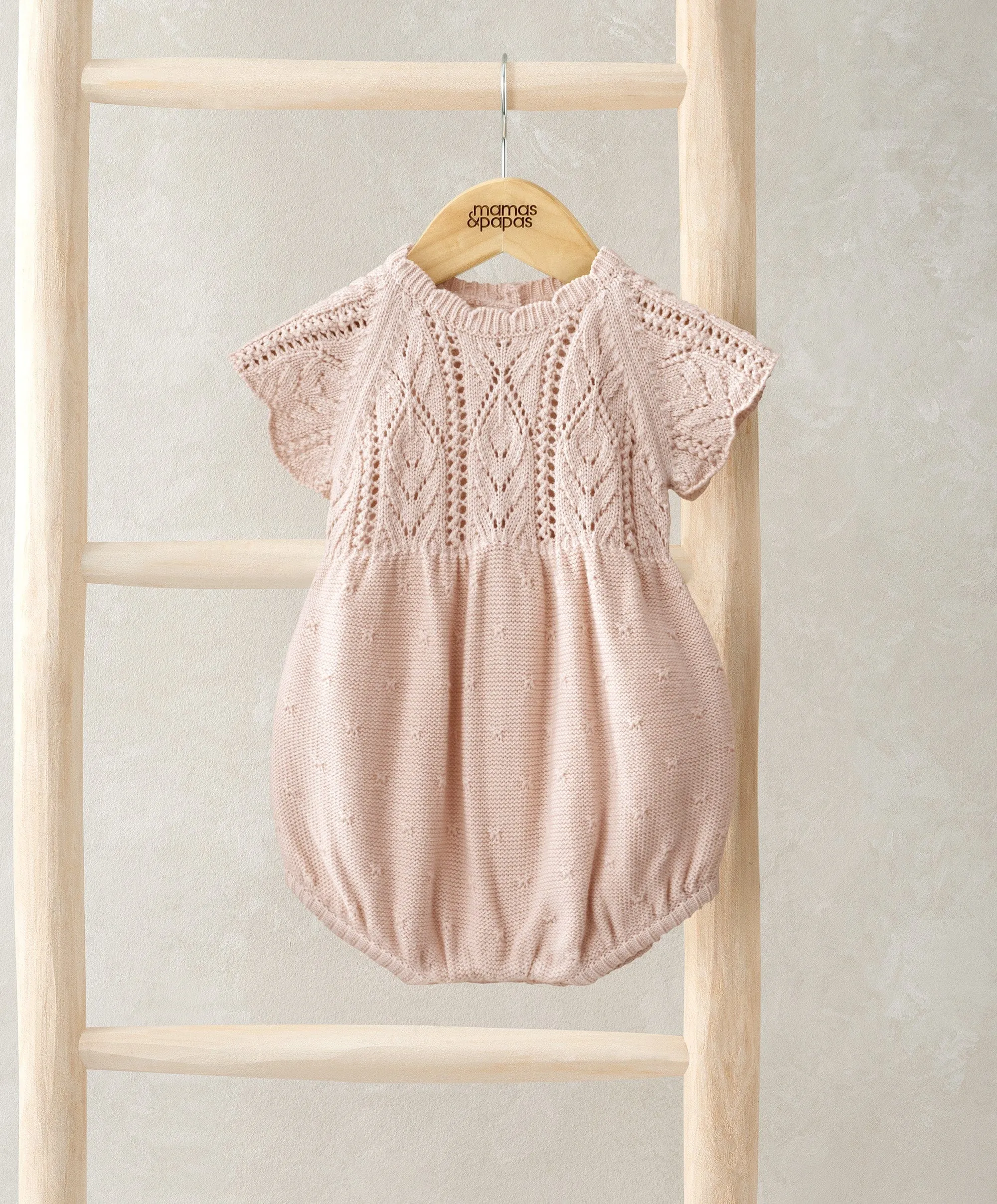 Short Sleeve Knit Romper - Pink Babykids Mamas & Papas