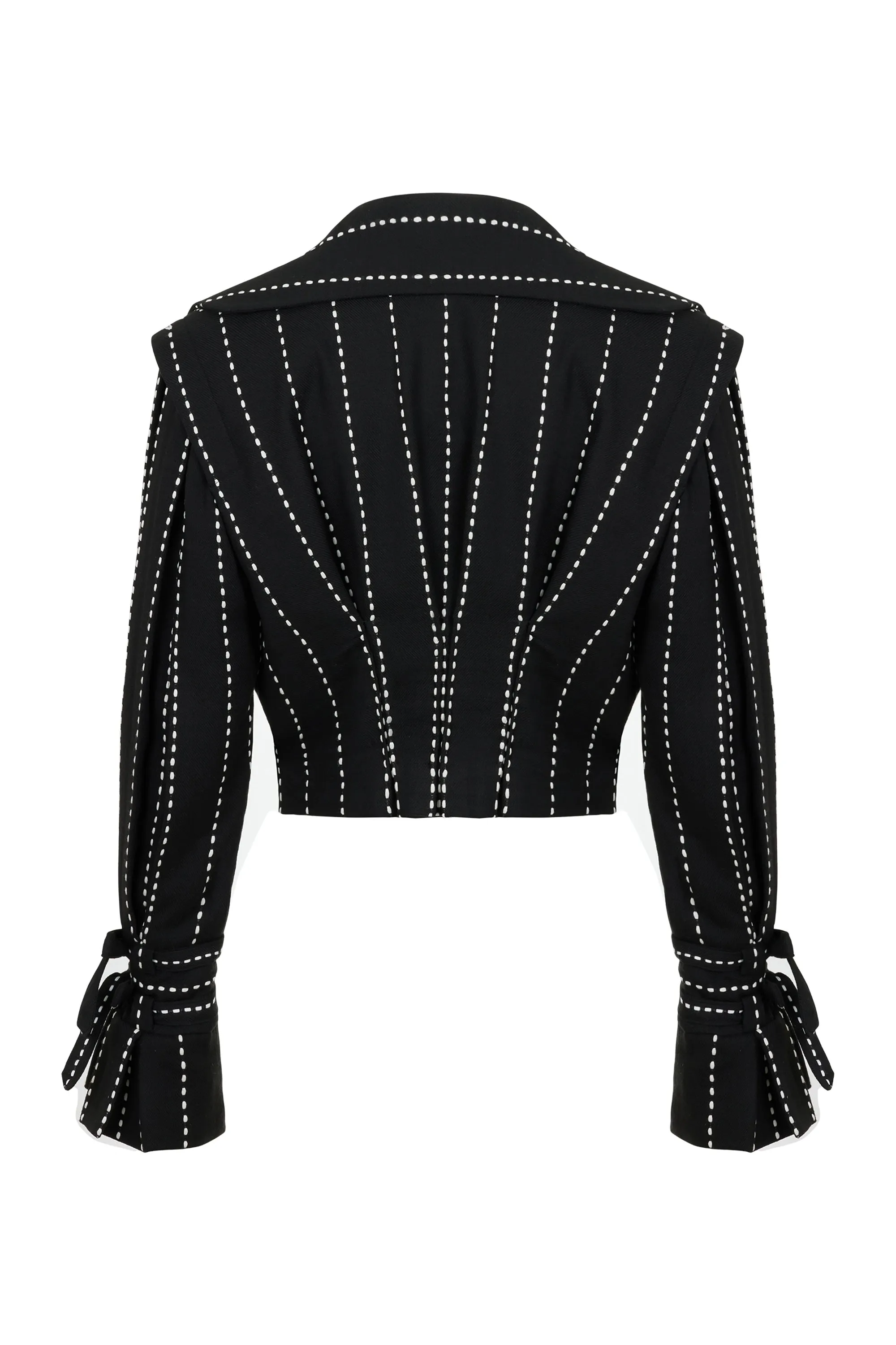 Shoulder Pad Pintucked Crop Jacket