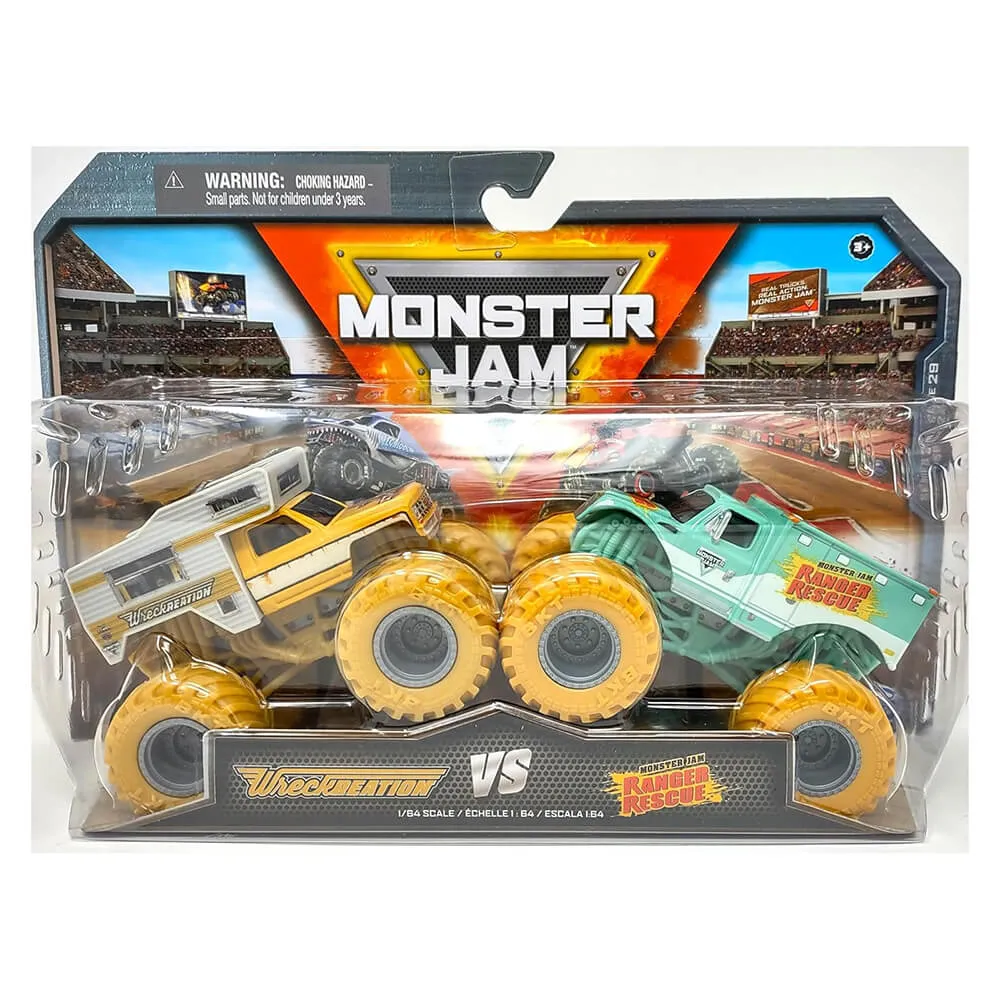 Spin Master Toys Monster Jam Wreckreation vs Ranger Rescue Die-Cast 1:64 Scale Monster Truck 2-Pack