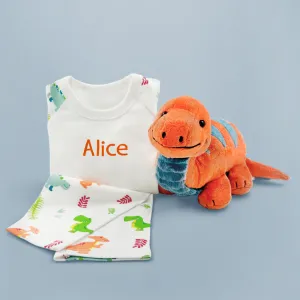 Steiff Bronko Brontosaurus with Personalised Dinosaur Pyjamas