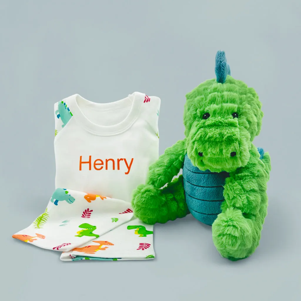 Steiff Spott Stegosaurus with Personalised Dinosaur Pyjamas