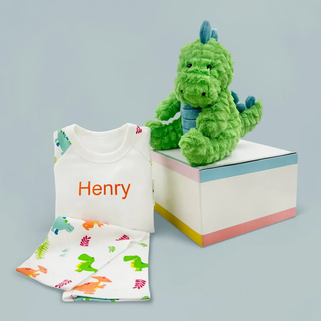 Steiff Spott Stegosaurus with Personalised Dinosaur Pyjamas