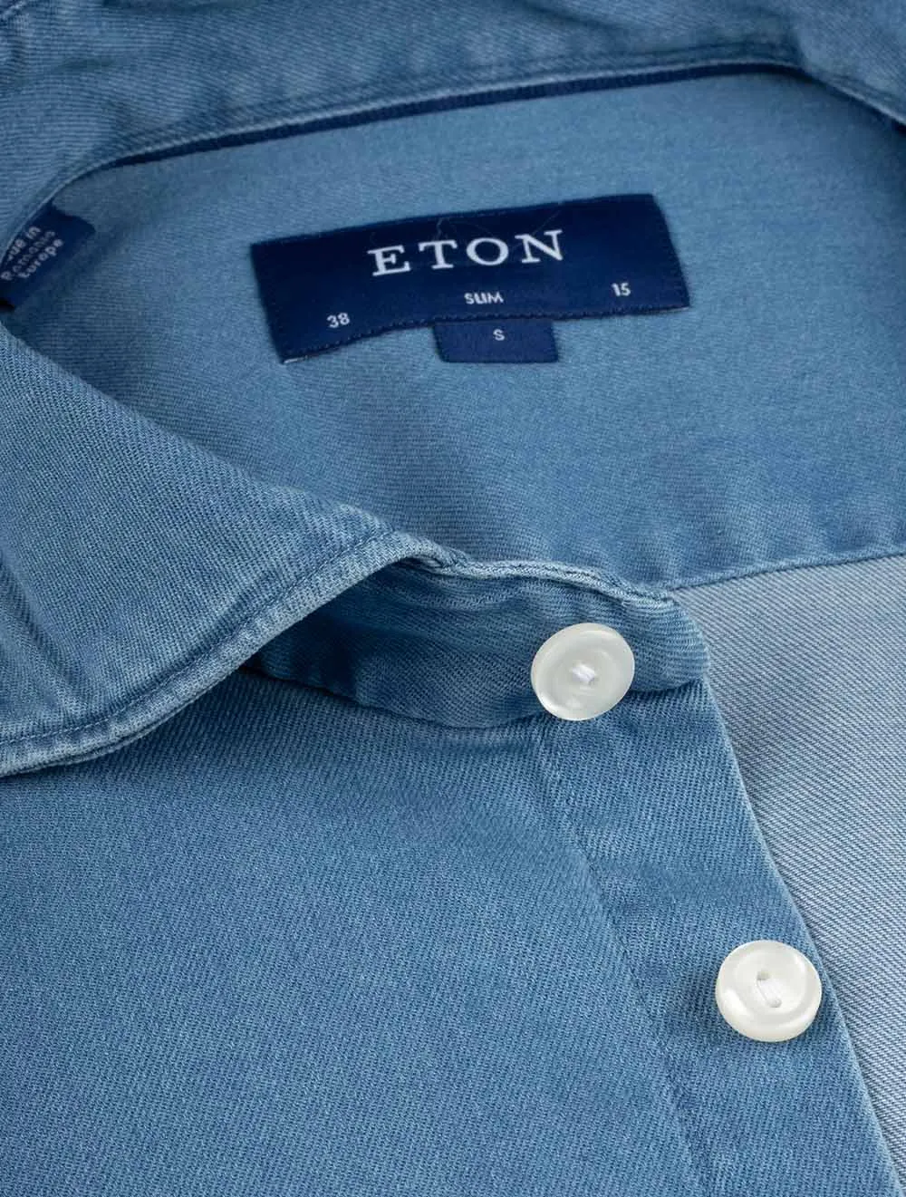 Stretch Cotton Slim Fit Shirt Denim