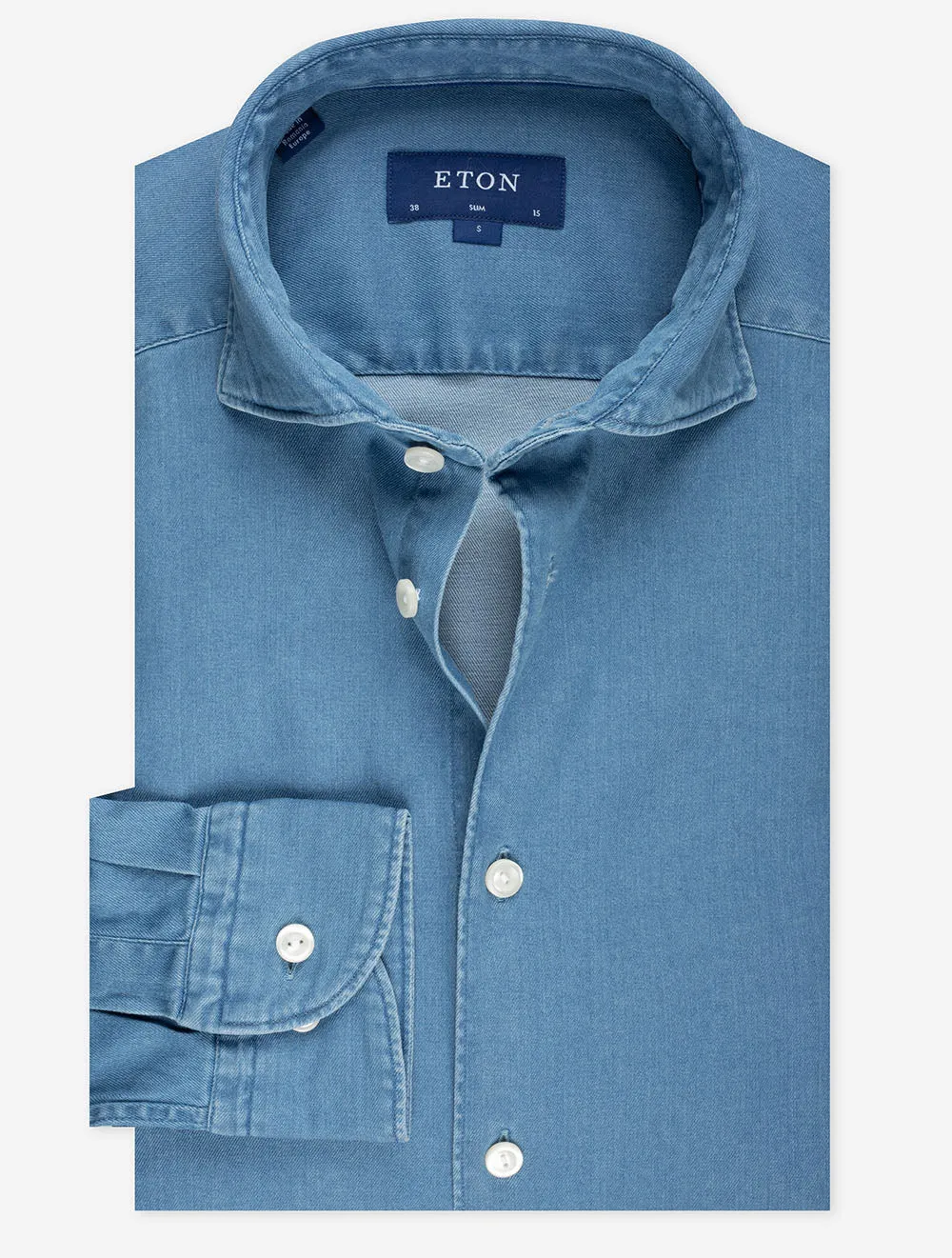 Stretch Cotton Slim Fit Shirt Denim