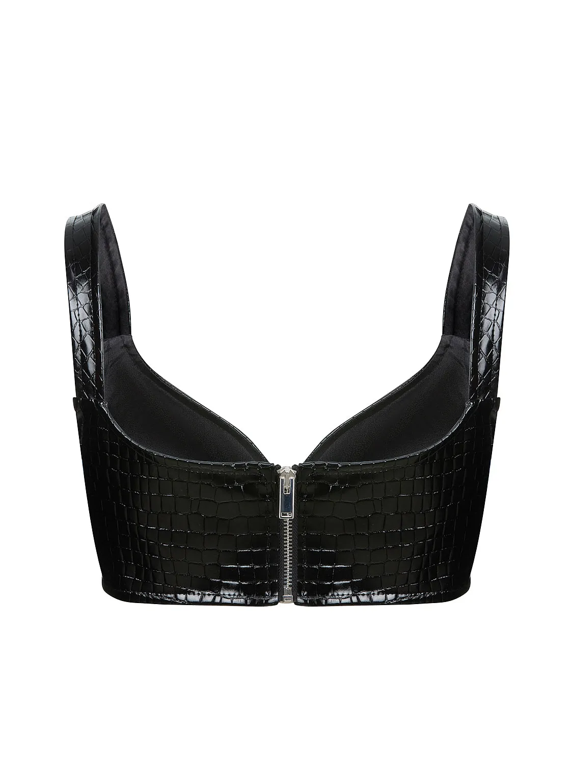 Sweetheart Neckline Pleather Crop Top