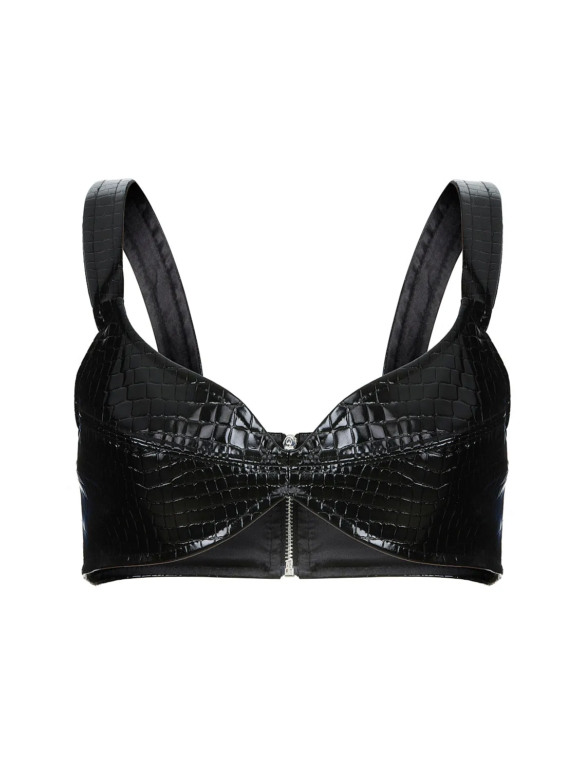 Sweetheart Neckline Pleather Crop Top