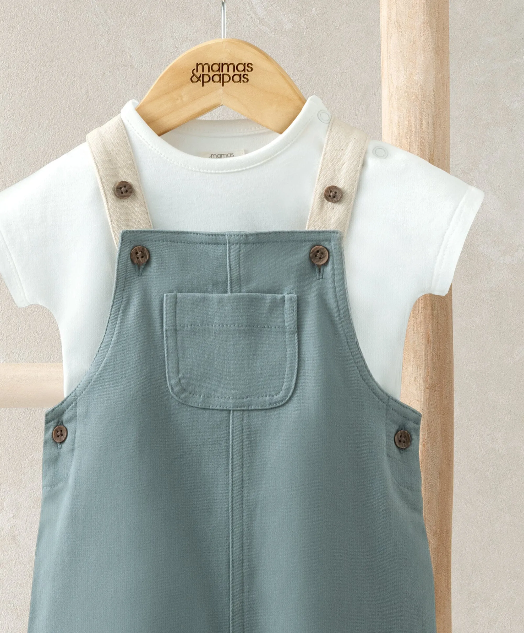 T-Shirt & Dungarees Outfit Set - Blue Babykids Mamas & Papas