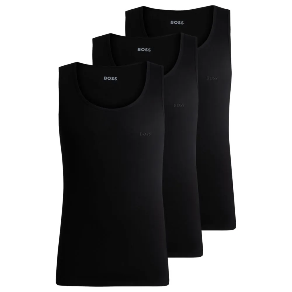 Three-pack of cotton tank tops with embroidered logos