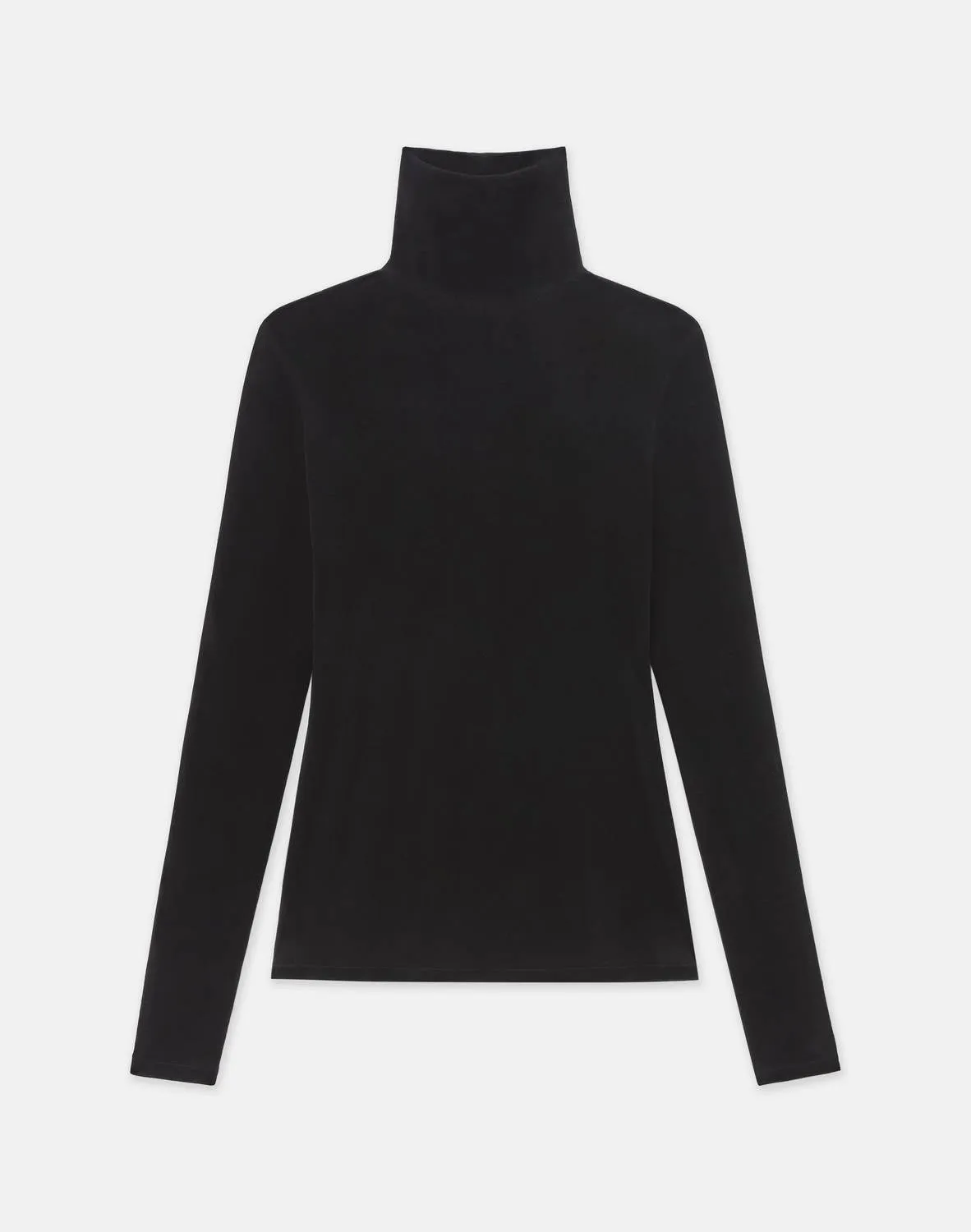 Velvet Mesh Jersey Sheer Turtleneck In Black