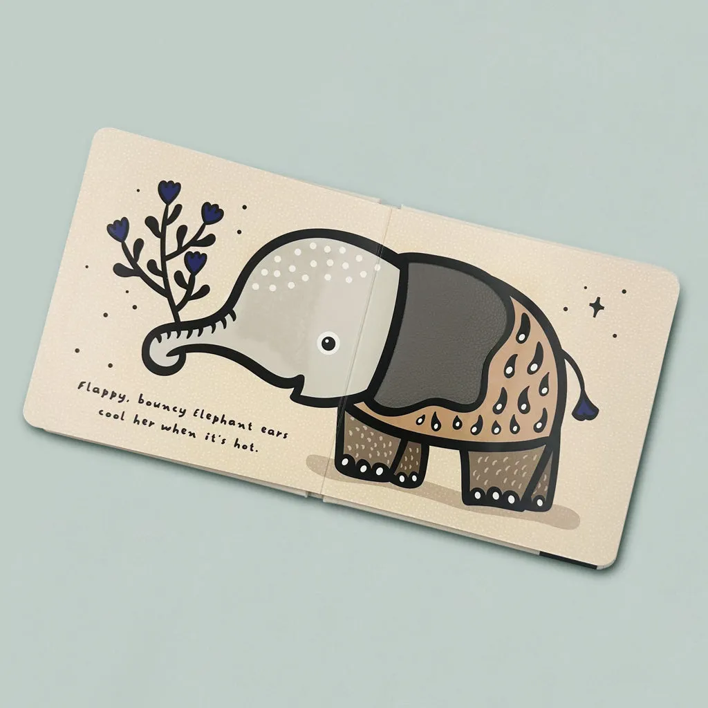 Wee Gallery Touch and Feel Book, Ears with Personalised Little Grey Bunny Soft Toy