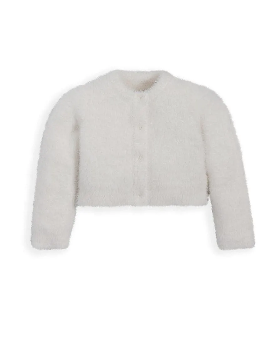 White Fluffy Cardigan Babykids Mamas & Papas