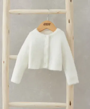White Fluffy Cardigan Babykids Mamas & Papas