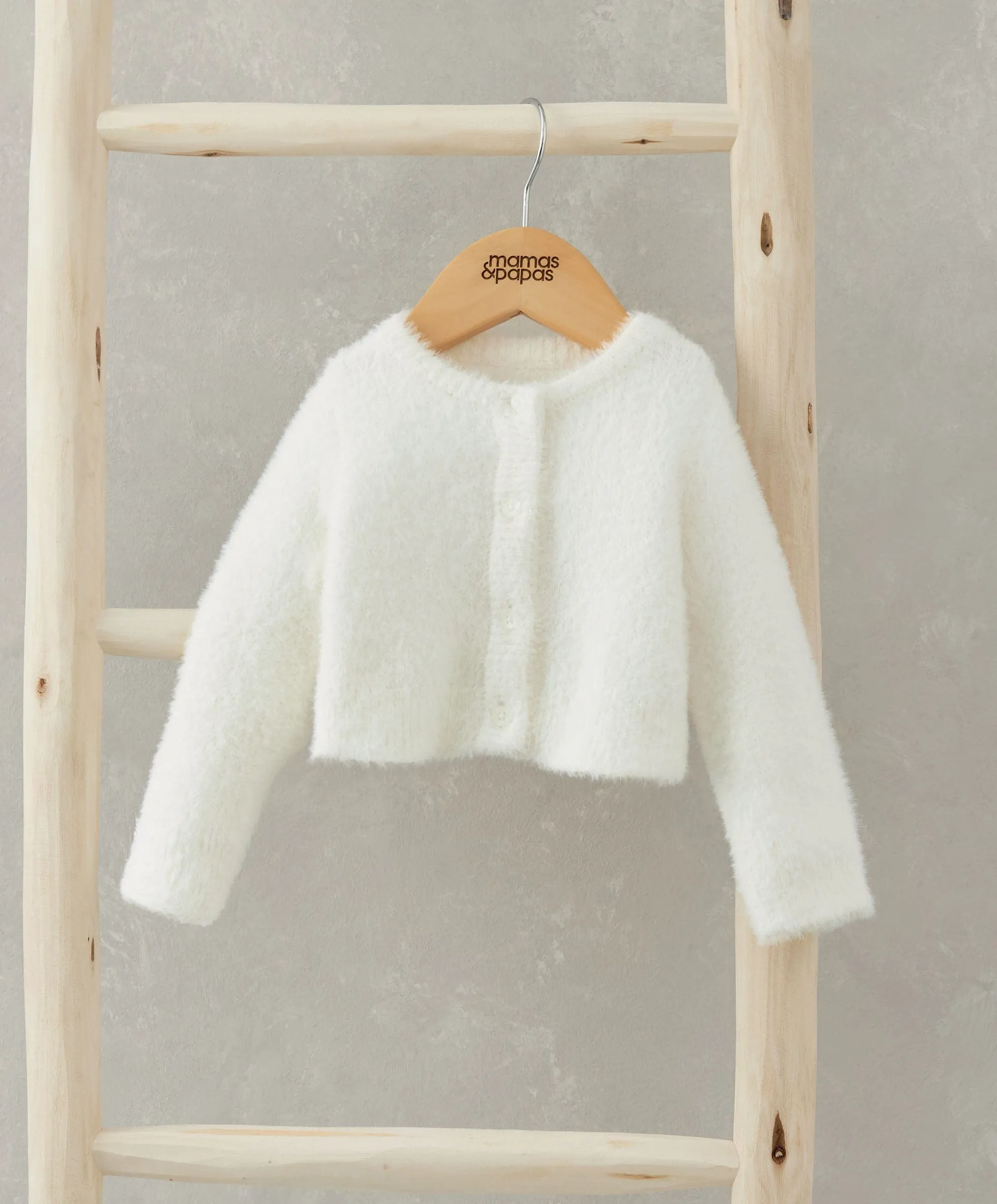 White Fluffy Cardigan Babykids Mamas & Papas