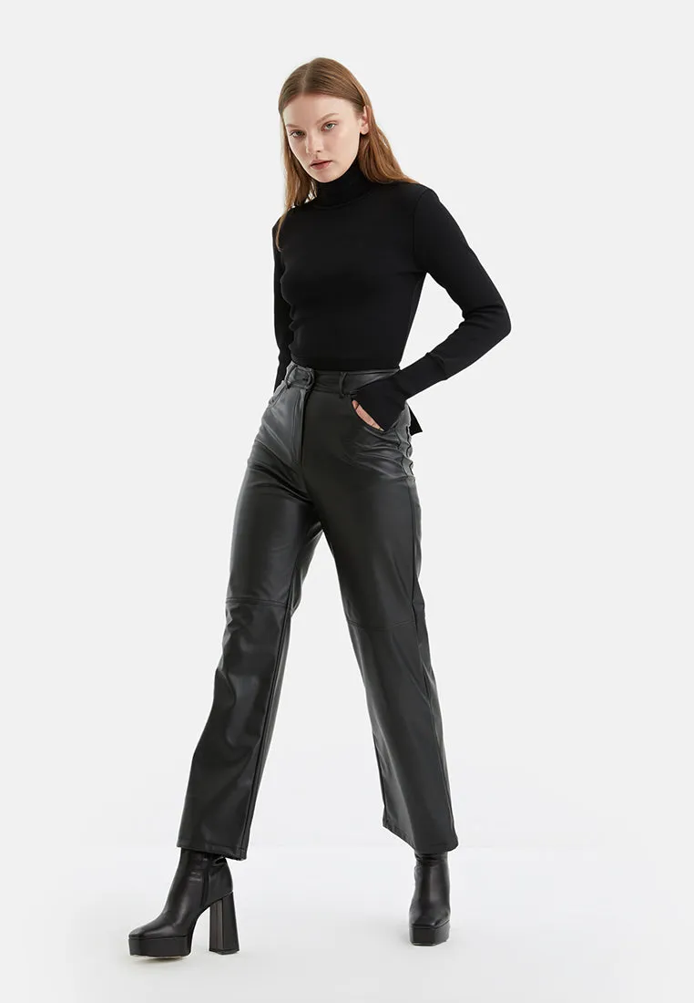 Wide Leg Pleather Pants