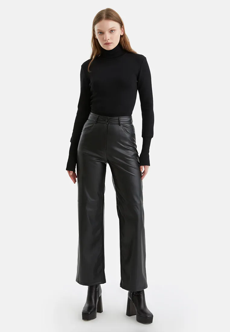 Wide Leg Pleather Pants