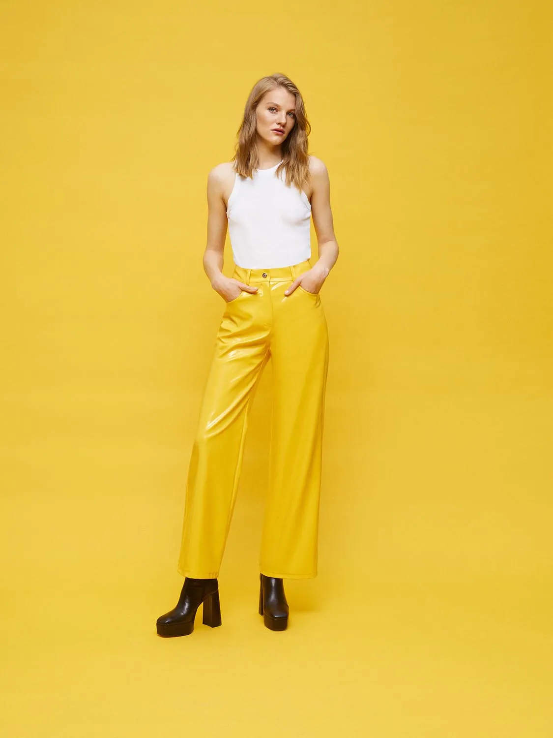 Wide Leg Pleather Pants