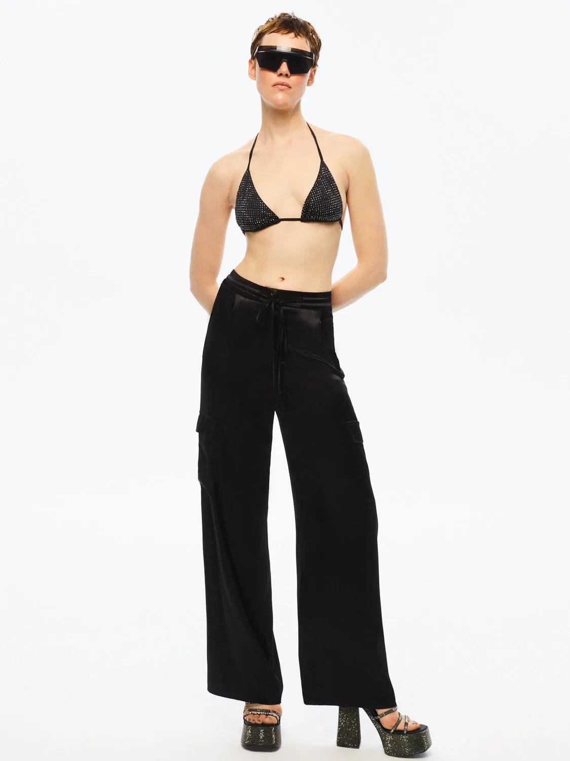 Wide-Leg Satin Pants