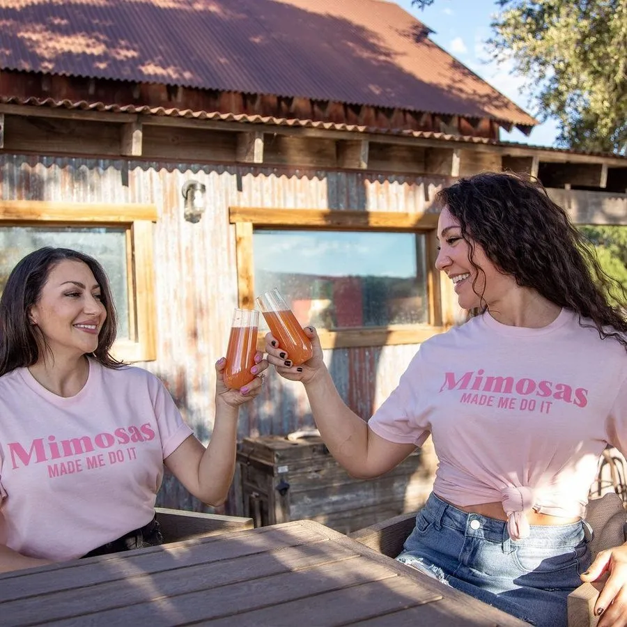Women's Mimosas Made Me Do It Boyfriend Fit T-Shirt - Light Pink