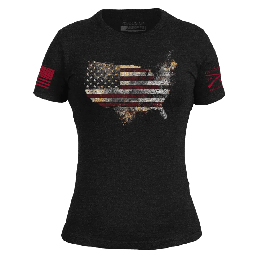 Women's Red Blood Nation Slim Fit T-Shirt - Black