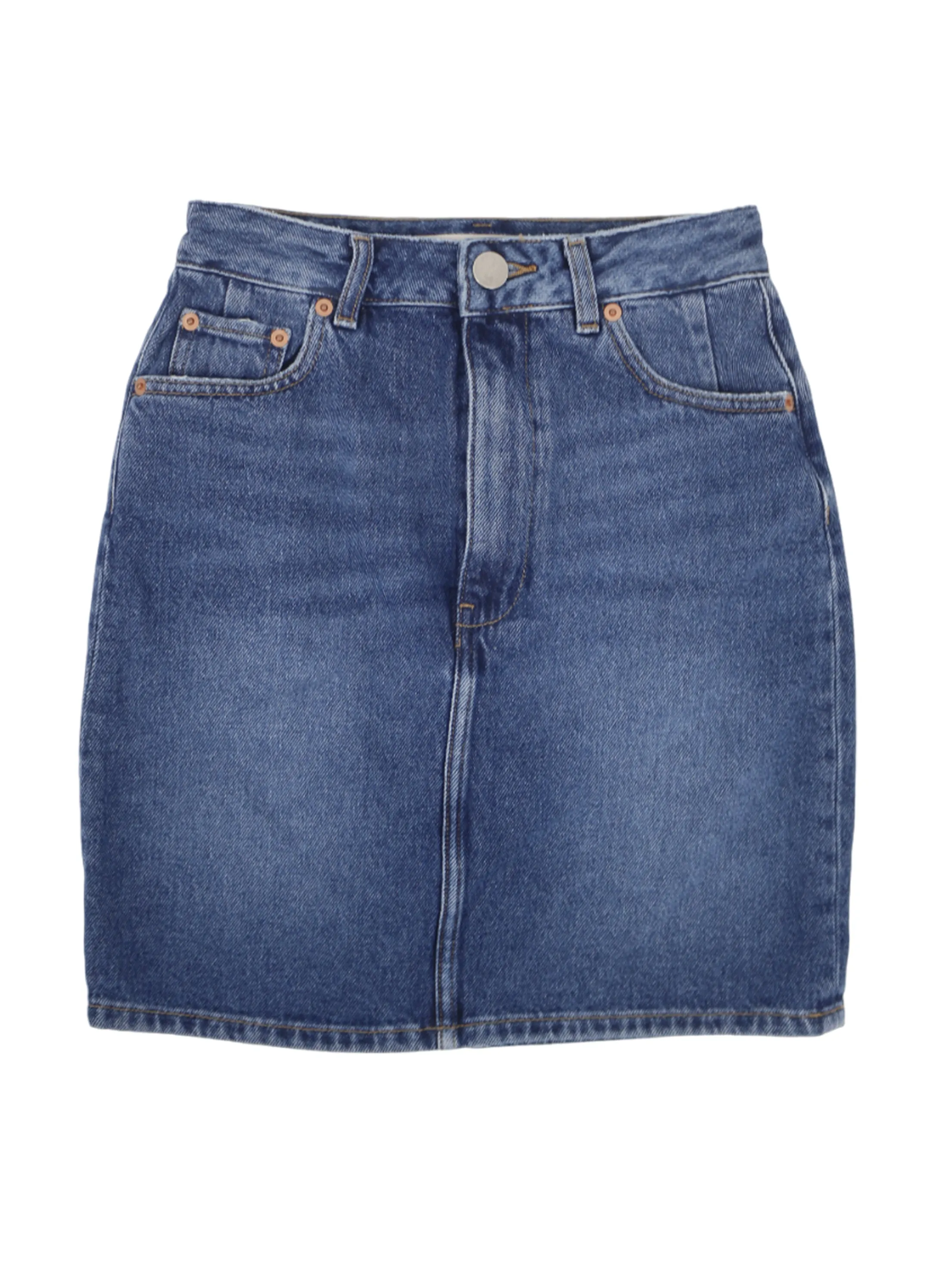Women's Washed Denim Skirt,Blue