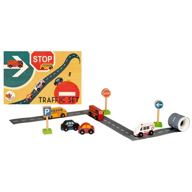 Wooden Traffic Set with Road Tape