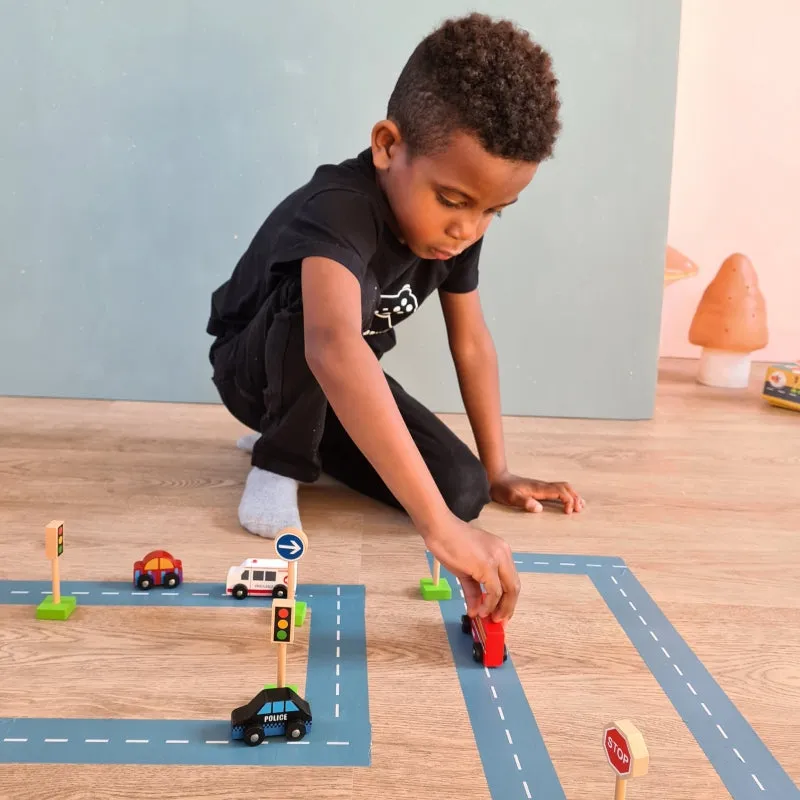 Wooden Traffic Set with Road Tape