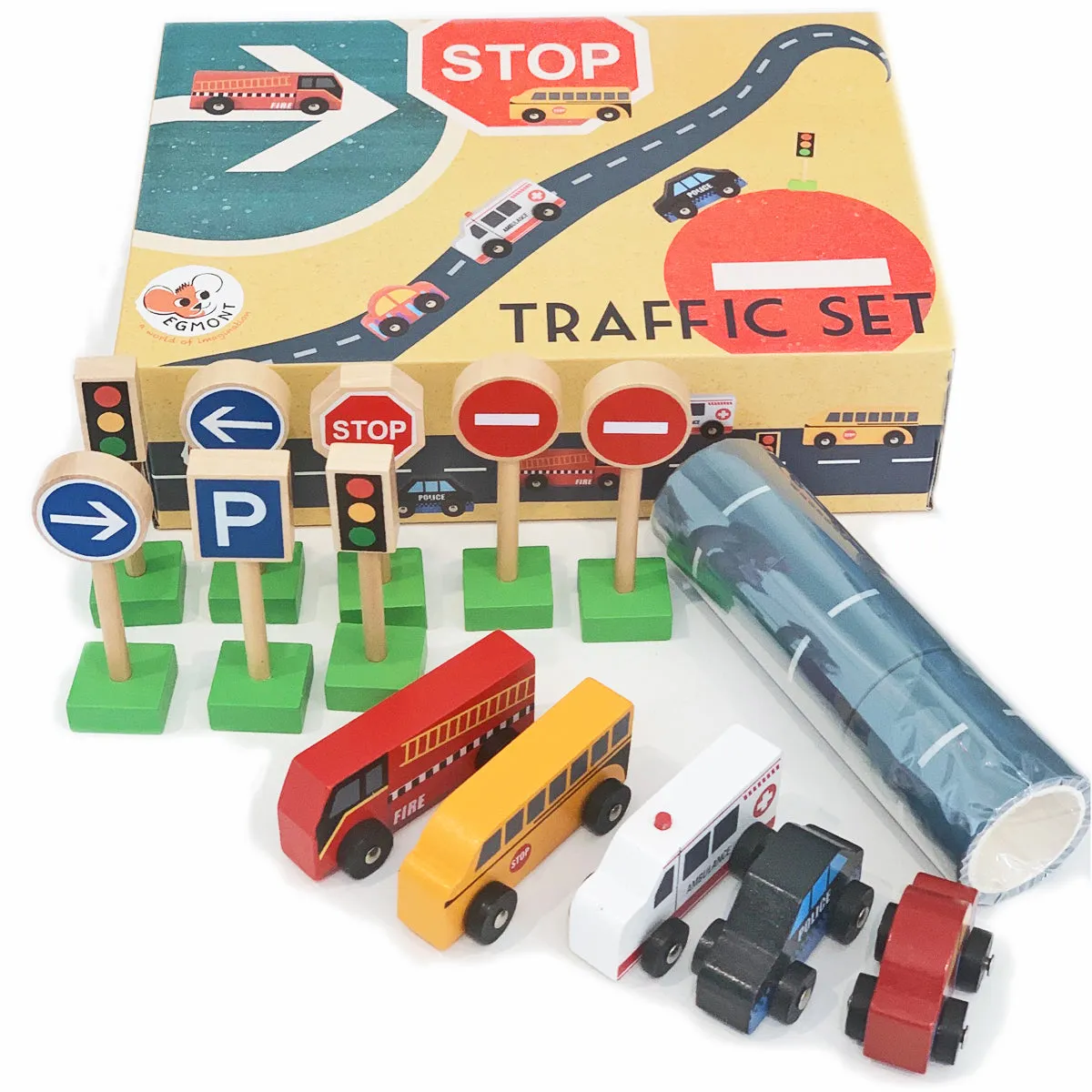 Wooden Traffic Set with Road Tape