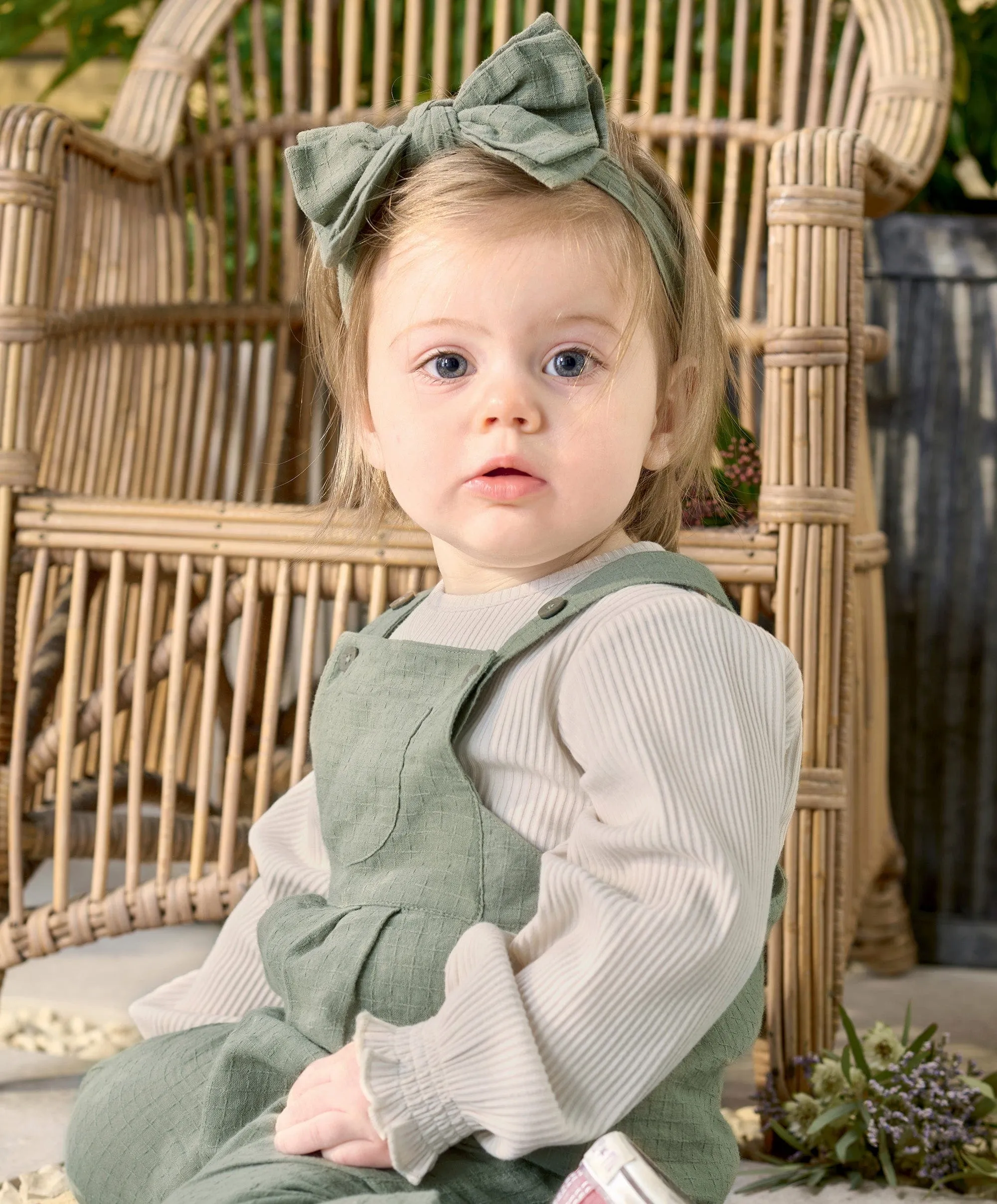 Woven Dungarees & Headband - Green Babykids Mamas & Papas