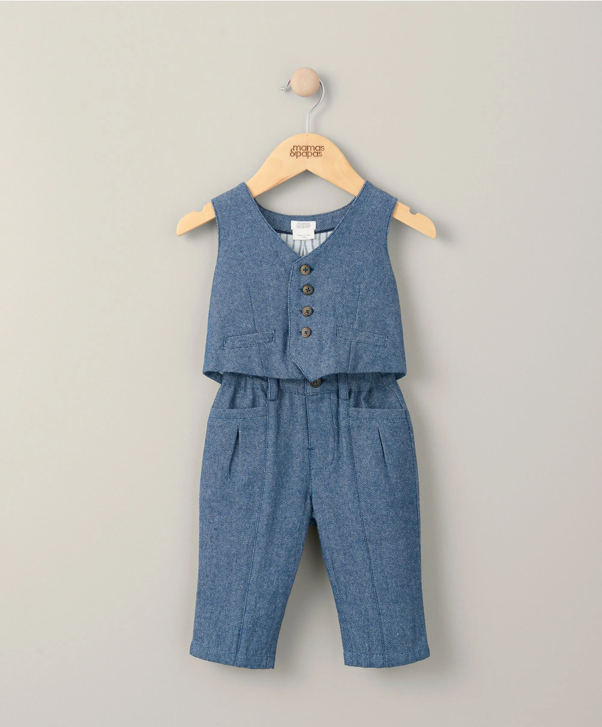 Woven Waistcoat & Trouser Outfit Set - Blue Babykids Mamas & Papas