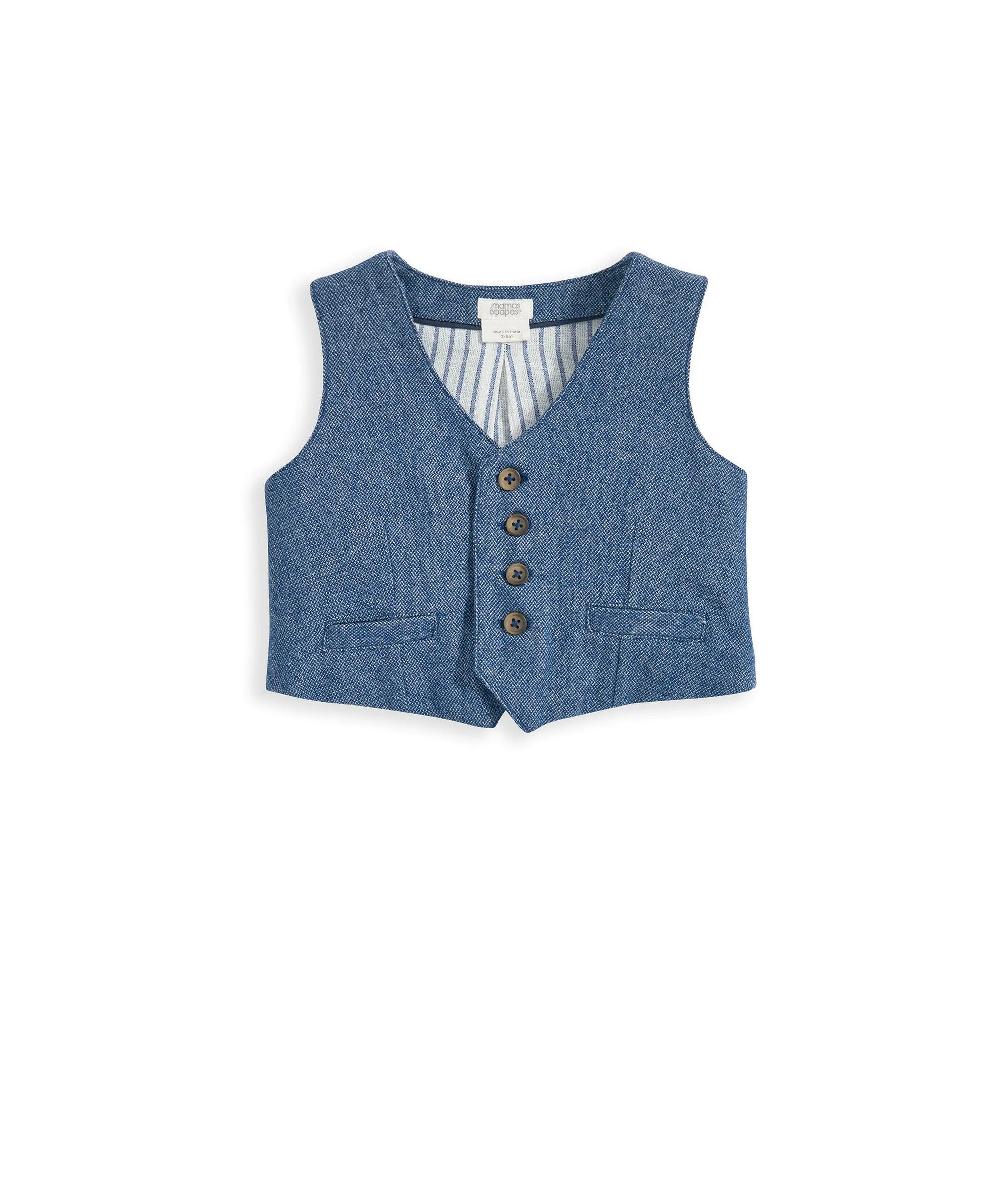 Woven Waistcoat & Trouser Outfit Set - Blue Babykids Mamas & Papas