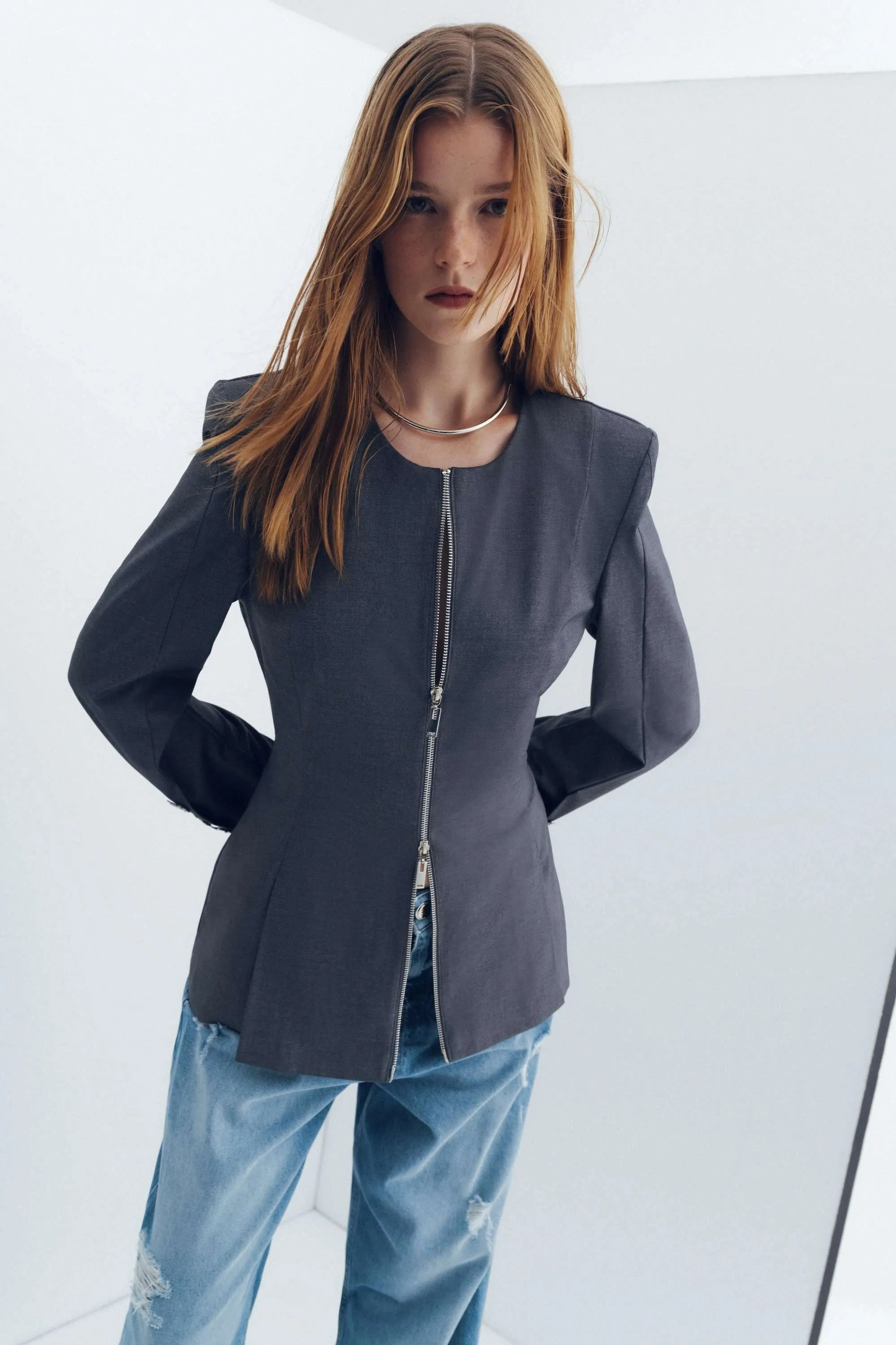 Zipper Shirt Jacket